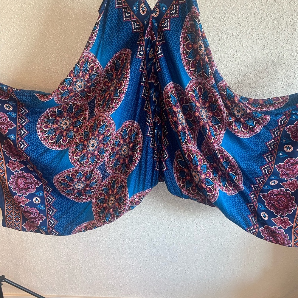 Boho Mandala Harem Drop Crotch Jumpsuit One Size Festival - Picture 4 of 8